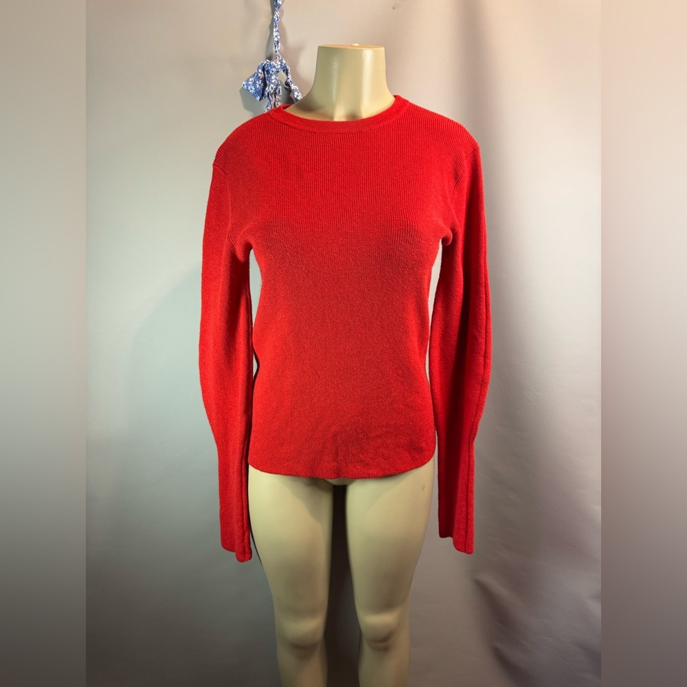Mila Owen Women’s Red Wool Jumper Sweater Balloons Sleeves Crew Neck Size 1